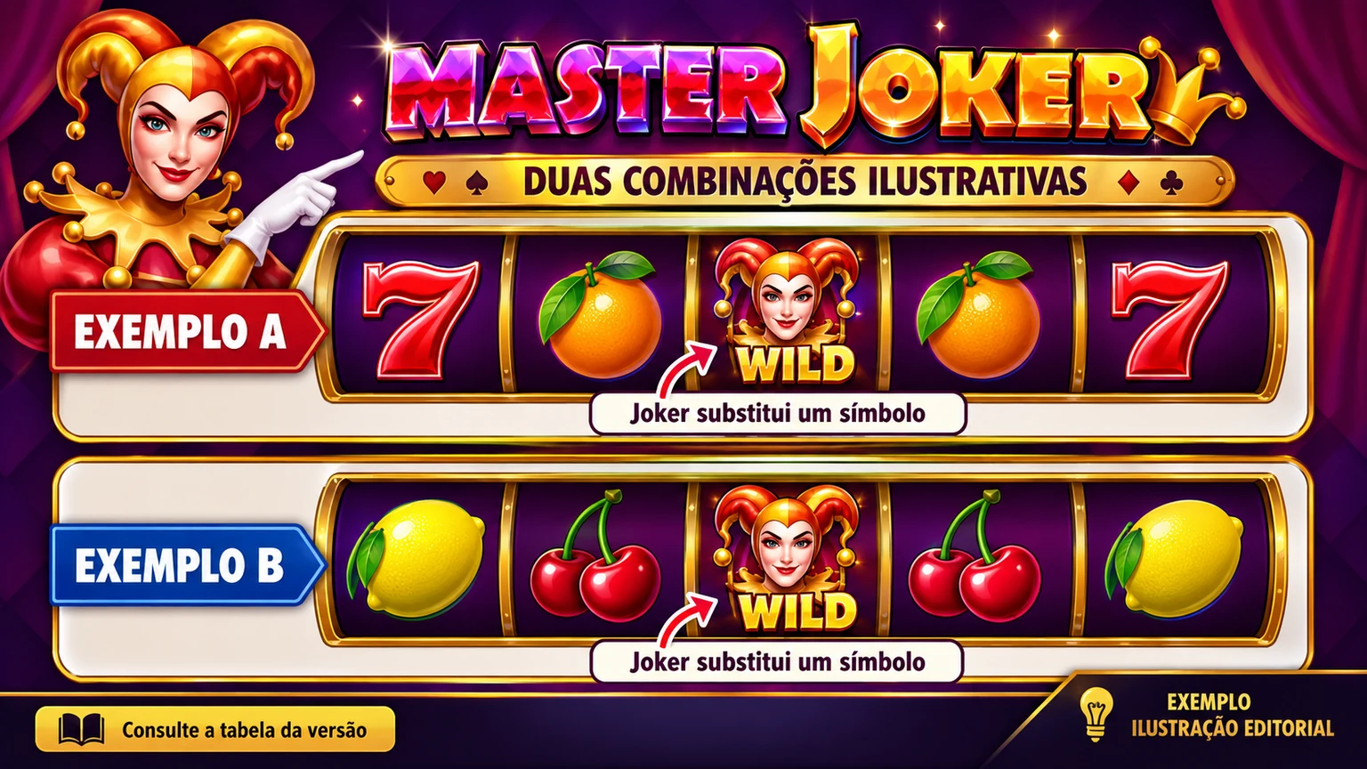 Exemplo editorial de duas combinações usando o Joker