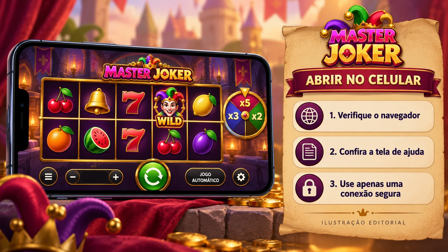 Checklist editorial para abrir Master Joker no celular