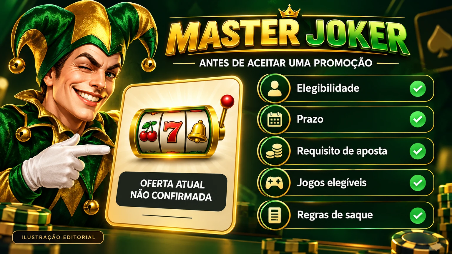 Checklist de termos para uma promoção de slot