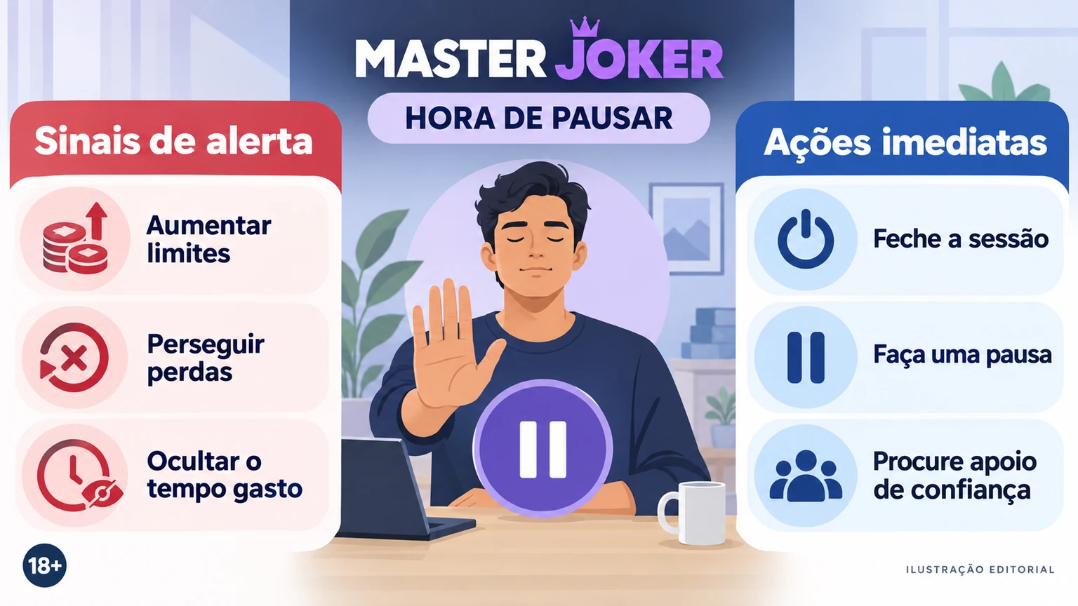 Sinais de perseguição de perdas e ações de pausa
